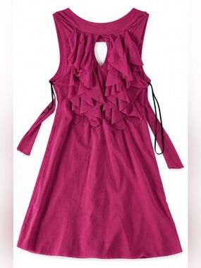 bebe Magenta Ruffle-Back Casual Dress